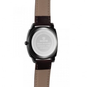 SKONE Casual Men Leather Strap Watch Water Resistant 10m - 9385 - Black/Brown - 4