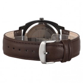 SKONE Casual Men Leather Strap Watch Water Resistant 10m - 9385 - Black/Brown - 5