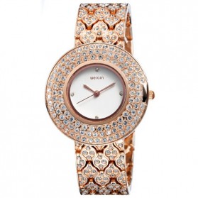 WEIQIN Casual Woman Stainless Steel Watch Water Resistant 10m - W4243 - White/Gold - 1