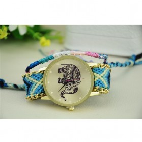 Girl Fashion Stylis Weaved Braided Quartz Watch - Blue - 1