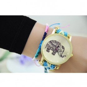 Girl Fashion Stylis Weaved Braided Quartz Watch - Blue - 2