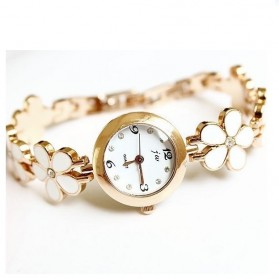 Girl Fashion Stylis Four Leaf Clover Quartz Watch - White - 1