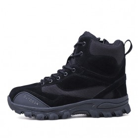 JKPUDUN Sepatu Boots Men Tactical Military Combat Camping Shoe Size 43 - A01 - Black