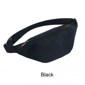 Hengreda Tas Pinggang Waist Bag Colorful Unisex Zipper Pouch Packs - B080 - Black