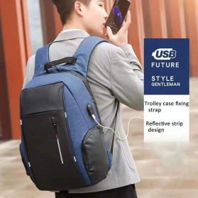 CEAVNI Tas Ransel Laptop Backpack with USB Charger Port - CV9032 - Black - 2