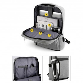 QUVLEN Tas Ransel Laptop Backpack with USB Charger Port - CV904 - Black - 5