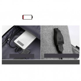 QUVLEN Tas Ransel Laptop Backpack with USB Charger Port - CV904 - Black - 7