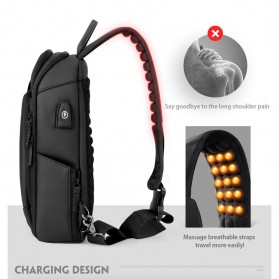MINGLU Tas Selempang Fashion Sling Bag Pria with USB Charger Slot - 8292 - Black - 3