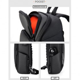 MINGLU Tas Selempang Fashion Sling Bag Pria with USB Charger Slot - 8292 - Black - 6