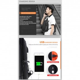 MINGLU Tas Selempang Fashion Sling Bag Pria with USB Charger Slot - 8292 - Black - 7