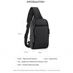 MINGLU Tas Selempang Fashion Sling Bag Pria with USB Charger Slot - 8292 - Black - 9
