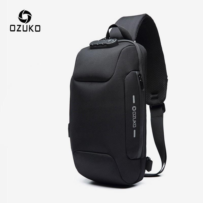 OZUKO Tas Selempang Crossbody Sling Bag Coded Lock with USB Charger