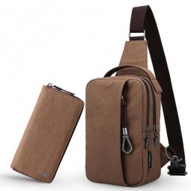 Muzee Tas Selempang dengan USB Charger Port dengan Dompet - Coffee - 1