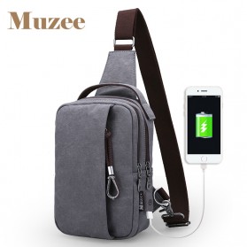 Muzee Tas Selempang dengan USB Charger Port dengan Dompet - Coffee - 2