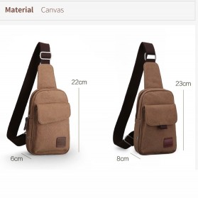 Muzee Tas Selempang Sling Bag Kasual Canvas - ME-1427 (backup) - Coffee - 5