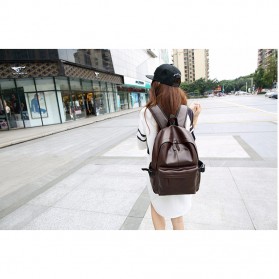AbleMe Tas Ransel Korean Style PU Leather Backpack - Black - 5