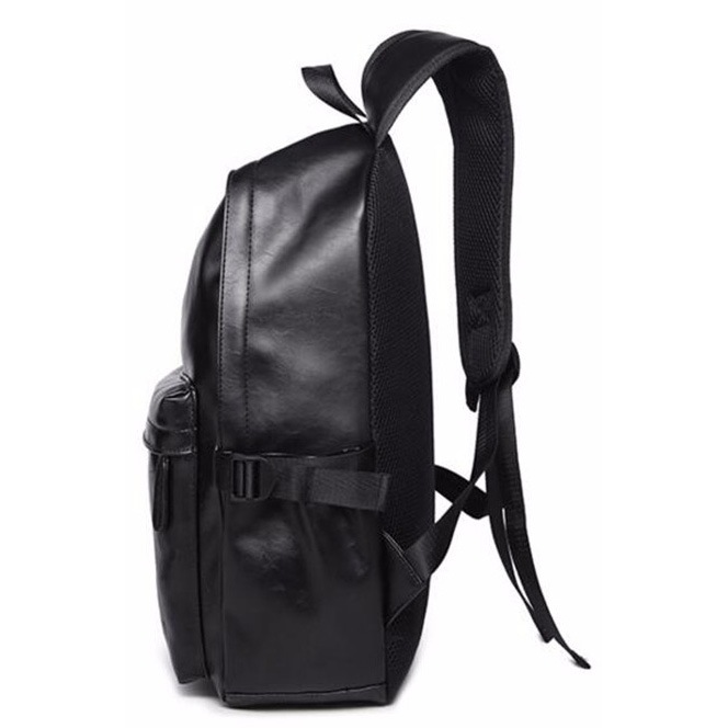 ... AbleMe Tas Ransel Korean Style PU Leather Backpack - Black - 2 ...