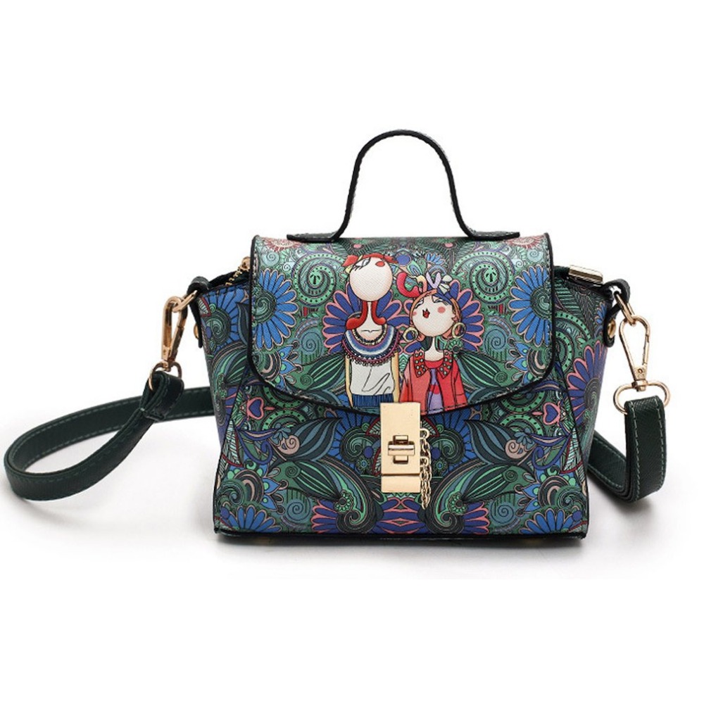 Tas Selempang Wanita Floral Printing Green Tas Selempang Wanita Floral Printing Green