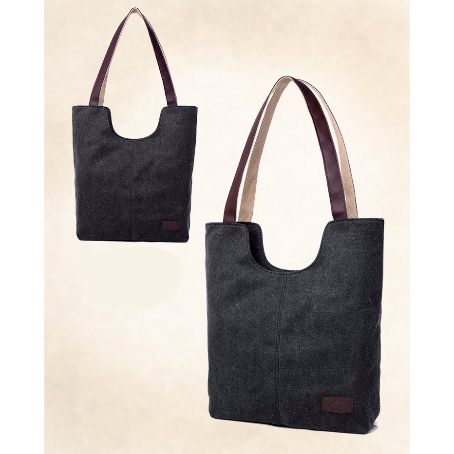Tas Tote Bag Wanita Canvas Black JakartaNotebook com Tas Tote Bag Wanita Canvas Black JakartaNotebook com