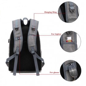 Tas Ransel Kanvas dengan USB Charger Port - Khaki - 3
