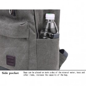 Tas Ransel Kanvas dengan USB Charger Port - Khaki - 6