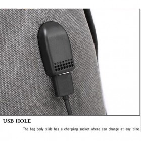 Tas Ransel Kanvas dengan USB Charger Port - Khaki - 8