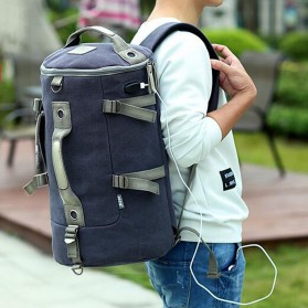 Tas Ransel Duffel Travel dengan USB Charger Port - Black Blue - 2
