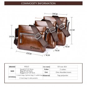 Rhodey Tas Selempang Pria Messenger Bag Bahan Kulit Model Vertical - 0611 - Brown - 8