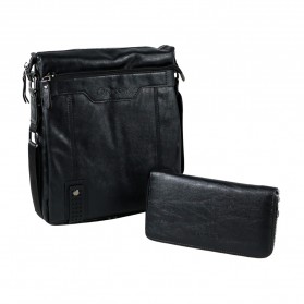 Rhodey Tas Selempang Messenger Crossbody Bag Pria dengan Dompet - 15036 - Black