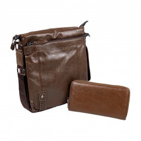 Rhodey Tas Selempang Messenger Crossbody Bag Pria dengan Dompet - 15036 - Coffee - 2