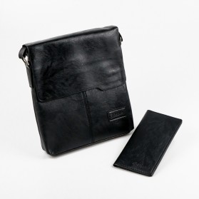 Rhodey Tas Selempang Messenger Bag Large Pria dengan Dompet - 898 - Black