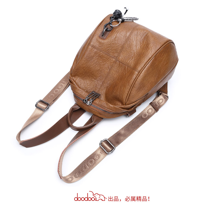 Doodoo Tas Ransel Wanita Model Vintage Retro 2 Way Backpack - Brown -