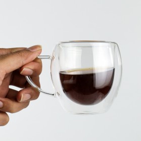 One Two Cups Gelas Cangkir Kopi Anti Panas Double-Wall Borosilicate Glass Round Series 160ml - Transparent - 7