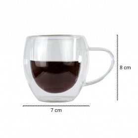One Two Cups Gelas Cangkir Kopi Anti Panas Double-Wall Borosilicate Glass Round Series 160ml - Transparent - 8
