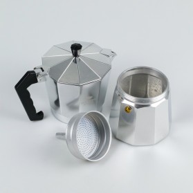 One Two Cups Espresso Coffee Maker Moka Pot Teko Stovetop Filter 450ml 9 Cups - JF112 - Silver - 2