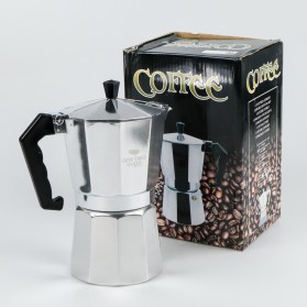 One Two Cups Espresso Coffee Maker Moka Pot Teko Stovetop Filter 450ml 9 Cups - JF112 - Silver - 8
