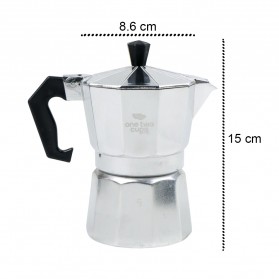 One Two Cups Espresso Coffee Maker Moka Pot Teko Stovetop Filter 150ml 3 Cups - JF112 - Silver - 8