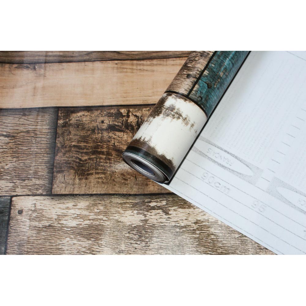 HaokHome Sticker Wallpaper Dinding 3D Vintage Wood Grain ...