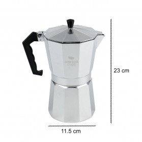 One Two Cups Espresso Coffee Maker Moka Pot Teko Stovetop Filter 600ml 12 Cups - JF112 - Silver - 7