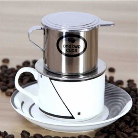 One Two Cups Filter Saringan Kopi Vietnamese Coffee Drip Pot Stainless Steel 100 ml 7 Quai 8.5 x 6 cm - LC1 - Silver