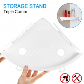 BATHE PROJECT Rak Gantungan Sudut Dinding Kamar Mandi Multifungsi Corner Shelf - OT001 - White