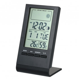 KKMOON Jam Meja Mini Digital Thermometer Hygrometer Weather Station - CX220 - Black - 1