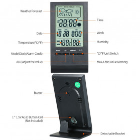 KKMOON Jam Meja Mini Digital Thermometer Hygrometer Weather Station - CX220 - Black - 8