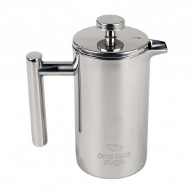 One Two Cups French Press Coffee Maker Pot Stainless Steel 350ml - FP1L - Silver