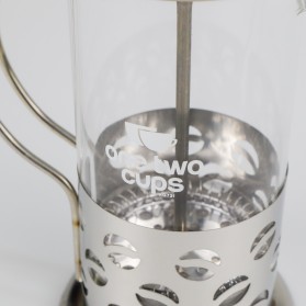 One Two Cups French Press Coffee Maker Pot Bean Pattern 350ml - KG72I - Silver - 5