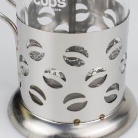 One Two Cups French Press Coffee Maker Pot Bean Pattern 350ml - KG72I - Silver - 6