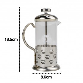 One Two Cups French Press Coffee Maker Pot Bean Pattern 350ml - KG72I - Silver - 7