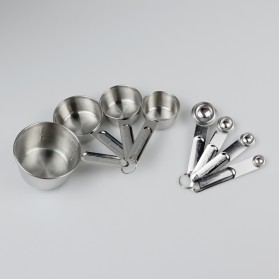 HOOMIN Sendok Takar Ukur Cup Stainless Steel Measuring Spoon 8 PCS - 16780 - Silver