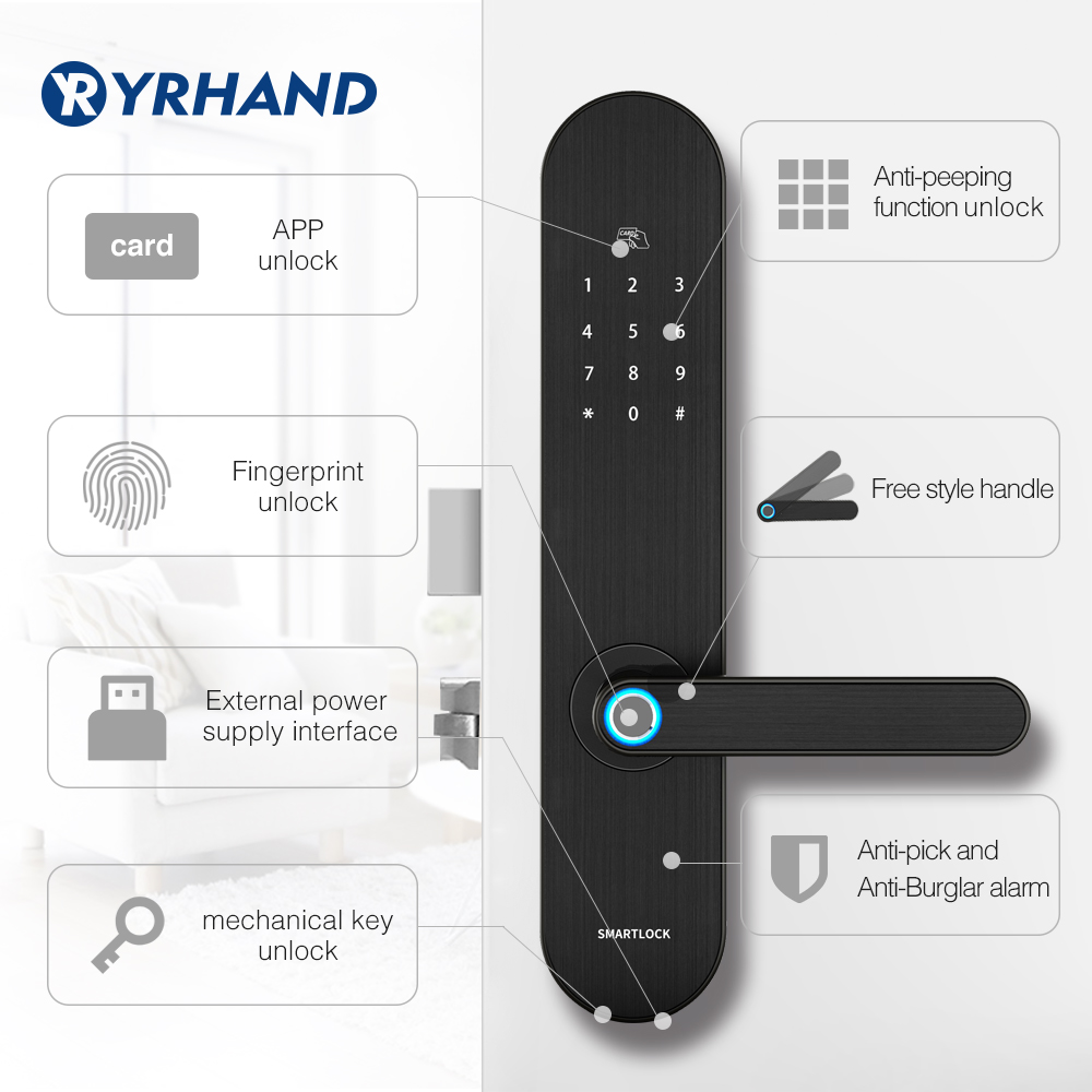 YRHAND Gagang Pintu Elektrik Intelligent Biometric YRHAND Gagang Pintu Elektrik Intelligent Biometric