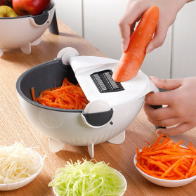Alat Pengupas Sayur & Buah - BEEMSK Parutan Serbaguna Mangkok Penampung Vegetable Slicer - PJ493 - White